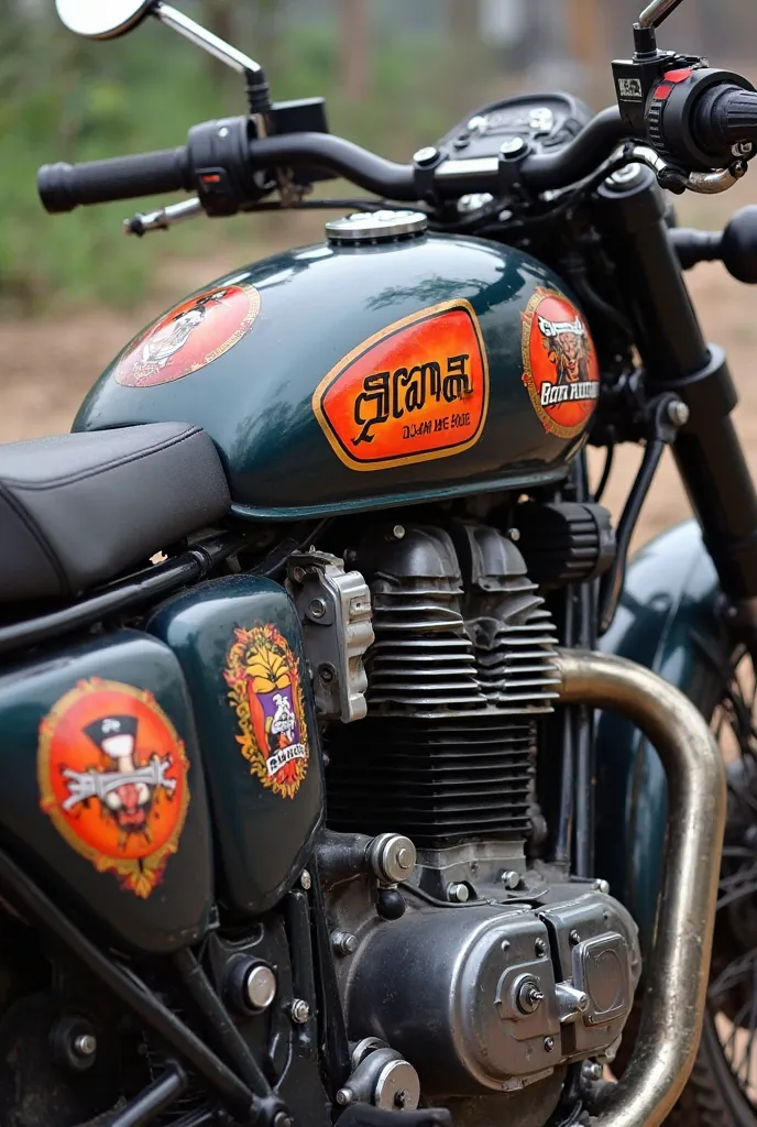 Modified royal Enfield with sticker of soni sahab
