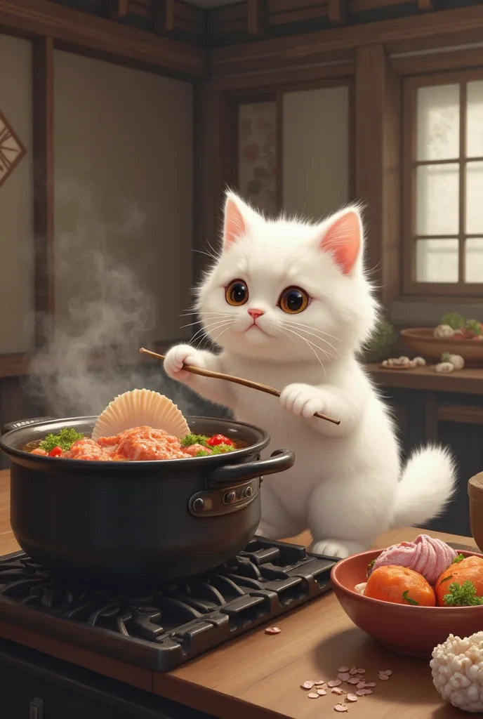 Cat cook in the kitchen