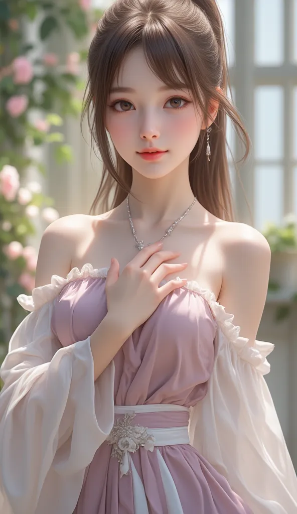 ((  Super Cute Young Face  :1.1),(  Sparkling Clear Glamorous Eyes  :1.1), (Japanese idol's face :1.1),  A Girl, Very Beautiful Cute Girl  ,(Baby Face:1.2),(18 years old:1.2),Delicate, smooth and soft straight brown hair, fair skin,(Happy and cheerful smil...