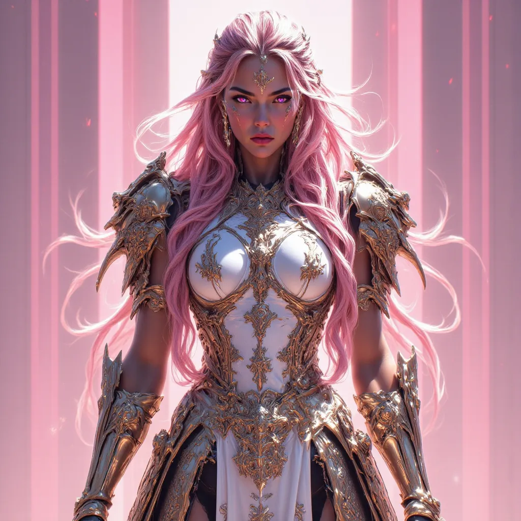 warrior girl, light pink background