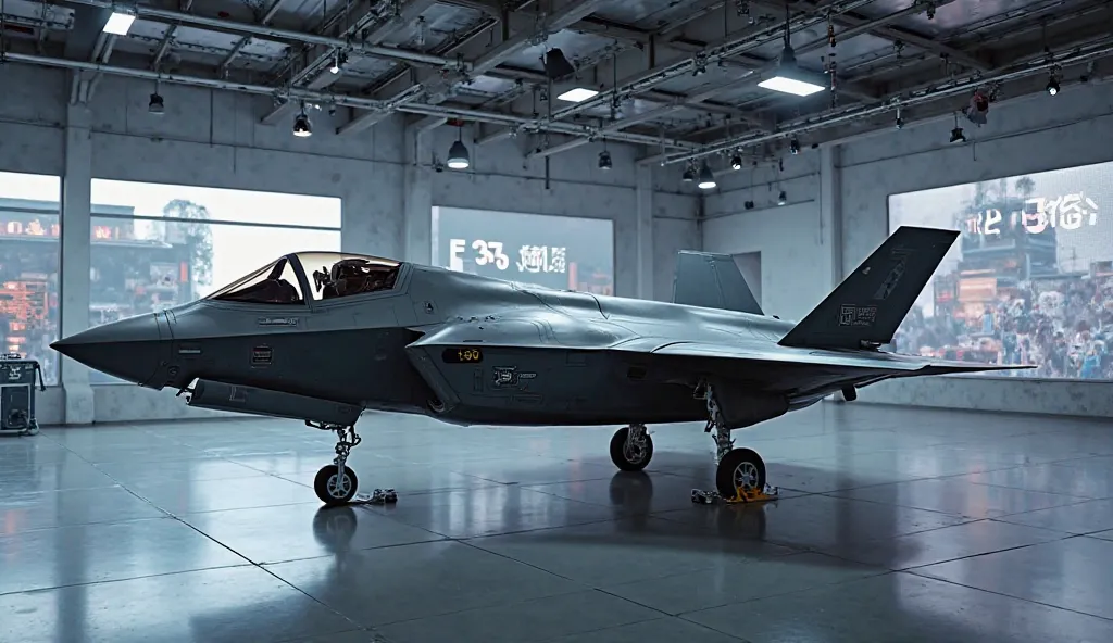 2025 new F 35b fighter jet tiara left side view HD picture the name in showroom