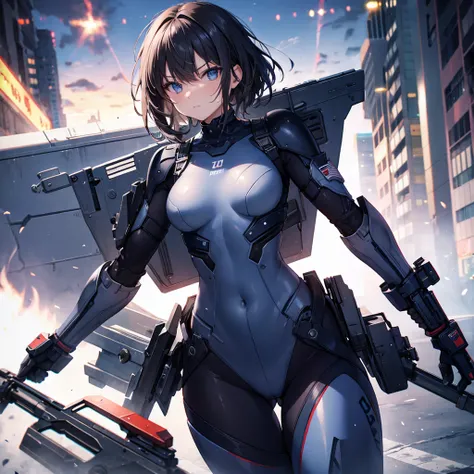 American, battle suit, ultra sexy woman,