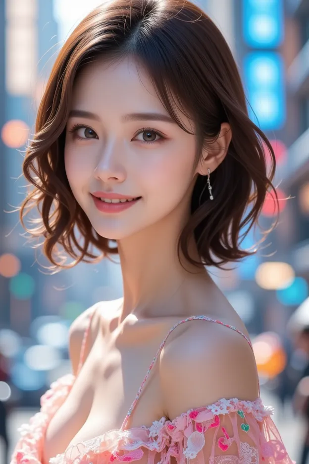  Beautiful Virtual Idols  ,  Detailed Digital Avatars  , bright holographic figure , Clear Glowing Skin  , Detailed Facial Features , charming smile , Delicate expression,  I wear long, flowing hair , Elegant Poses ,  Surreal Futuristic Environments  , pol...