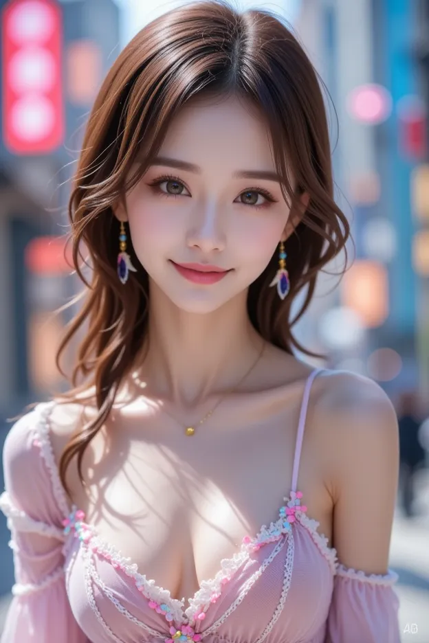  Beautiful Virtual Idols  ,  Detailed Digital Avatars  , bright holographic figure , Clear Glowing Skin  , Detailed Facial Features , charming smile , Delicate expression,  I wear long, flowing hair , Elegant Poses ,  Surreal Futuristic Environments  , pol...