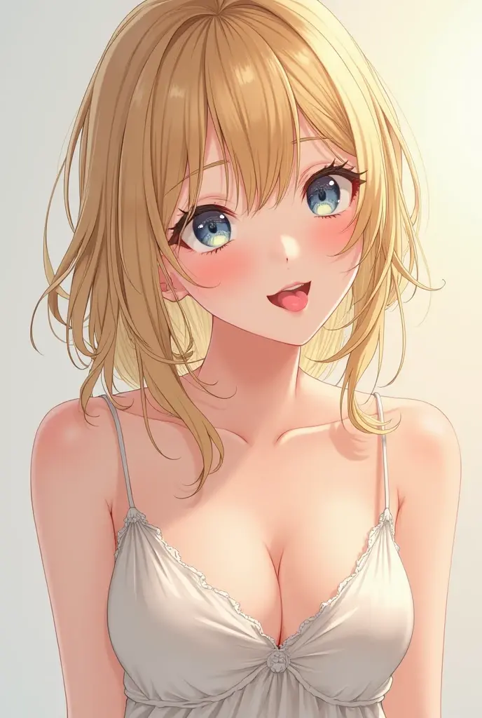  completely naked，Rub your chest with your left hand，I blushed with shame，Nipple exposure，blonde hair，blue eyes，Two-dimensional Beautiful Girl