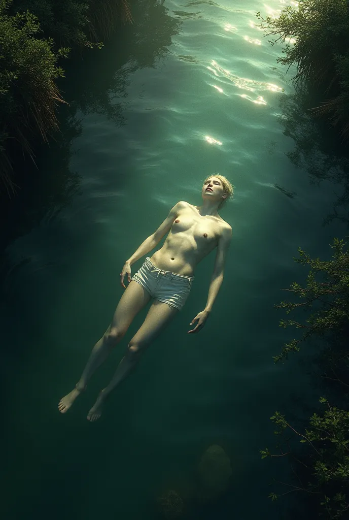 A dead body in underwater in river 