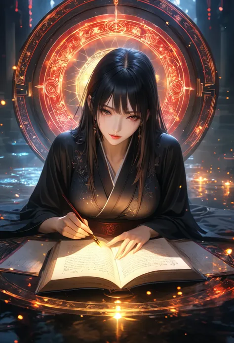 attractive adult women, alone, A bewitching witch gets her hands on the Forbidden Book、summons Orientaloni, Ancient Taboos on the Theme of Forbidden Books,
BREAK The Light of Darkness Illuminates Ancient Forbidden Books, Magic Circle that emits light on s...