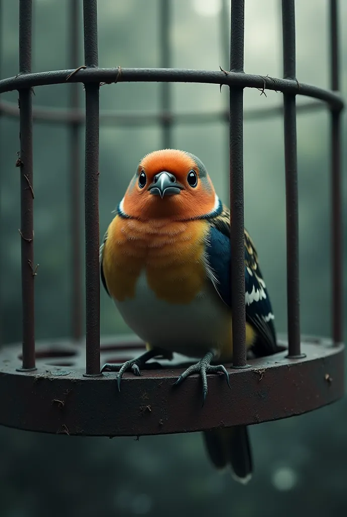 A bird is not happy in a cage