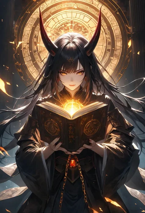 Multiple Exposure, Transparent Overlays, Shattering Transparent Chains, Broken Sealed Chains, Strung Chains Are Destroyed、The story begins to unfold, Along with the old Forbidden Book...,
BREAK An Attractive Adult Woman with Oni, (A bewitching witch gets ...