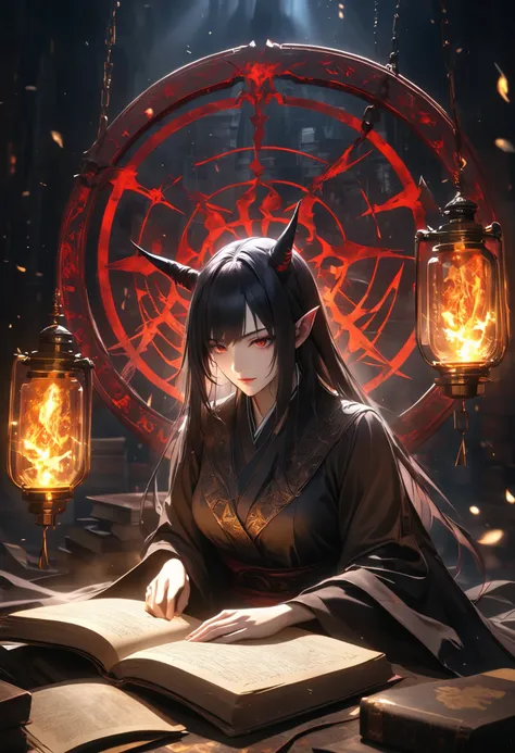 Multiple Exposure, Transparent Overlays, Shattering Transparent Chains, Broken Sealed Chains, Strung Chains Are Destroyed、The story begins to unfold, Along with the old Forbidden Book...,
BREAK An Attractive Adult Woman with Oni, (A bewitching witch gets ...