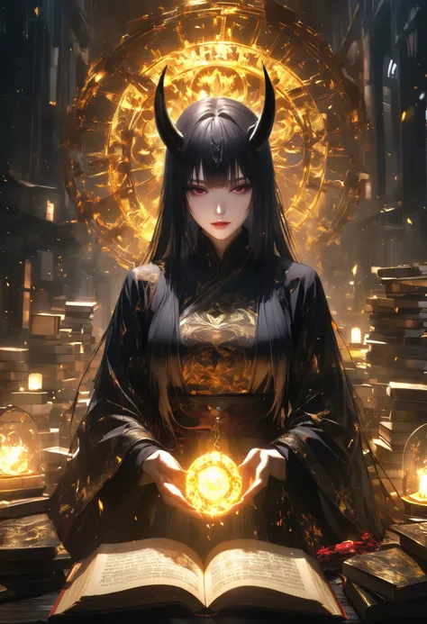 Multiple Exposure, Transparent Overlays, Shattering Transparent Chains, Broken Sealed Chains, Strung Chains Are Destroyed、The story begins to unfold, Along with the old Forbidden Book..., 
BREAK An Attractive Adult Woman with Oni, (A bewitching witch gets ...