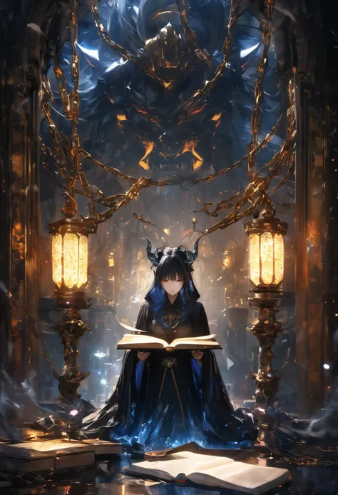 Multiple Exposure, Transparent Overlays, Shattering Transparent Chains, Broken Sealed Chains, Strung Chains Are Destroyed、The story begins to unfold, Along with the old Forbidden Book..., 
BREAK An Attractive Adult Woman with Oni, (A bewitching witch gets ...