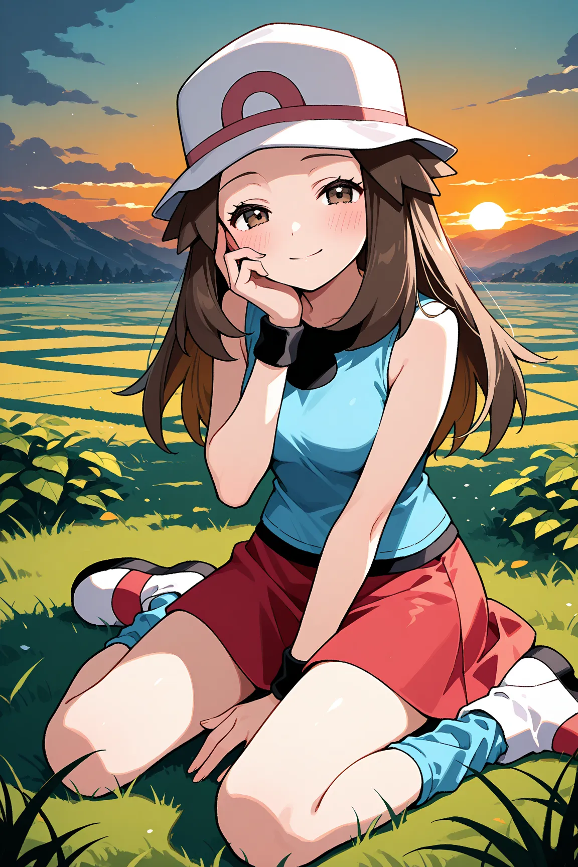 masterpiece, best quality, 1girl, solo, zzleaf, leaf (pokemon) brown eyes, brown hair, long hair, long hair,
zzleaf, leaf (pokemon) brown eyes, brown hair, long hair, long hair, hat, blue shirt, sleeveless, wristband, red skirt, blue socks, white footwear,...