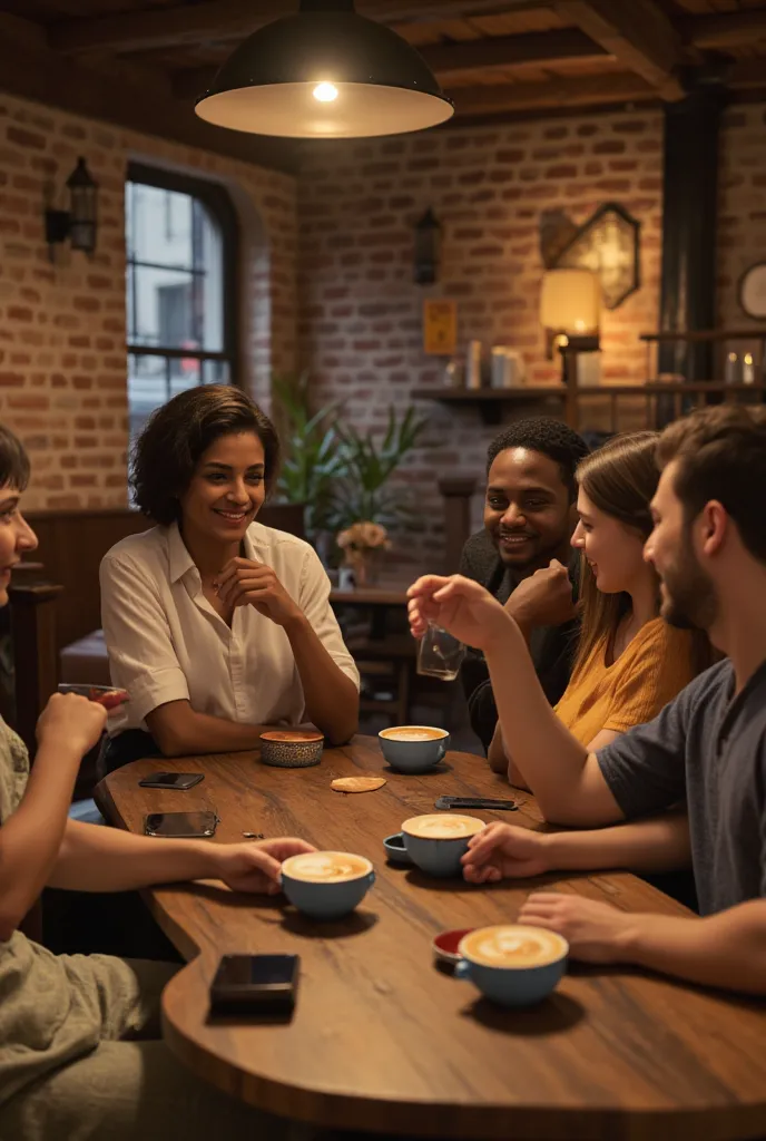 Friends and friends drinking artisanal coffee