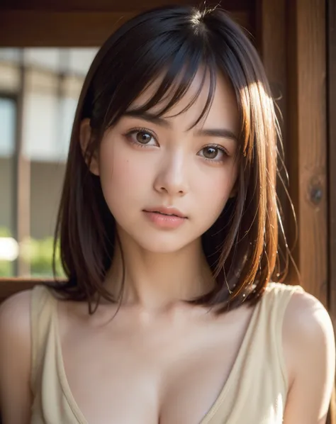 best quality, Focus on Your FACE, Soft light, Ultra High Resolution, (photorealistic:1.4), RAW photo,
1 Japanese Girl, Alone, cute, (pupil,  light in the eye),   a beautiful face with attention to detail , (small breasts),(high-resolution human skin textur...