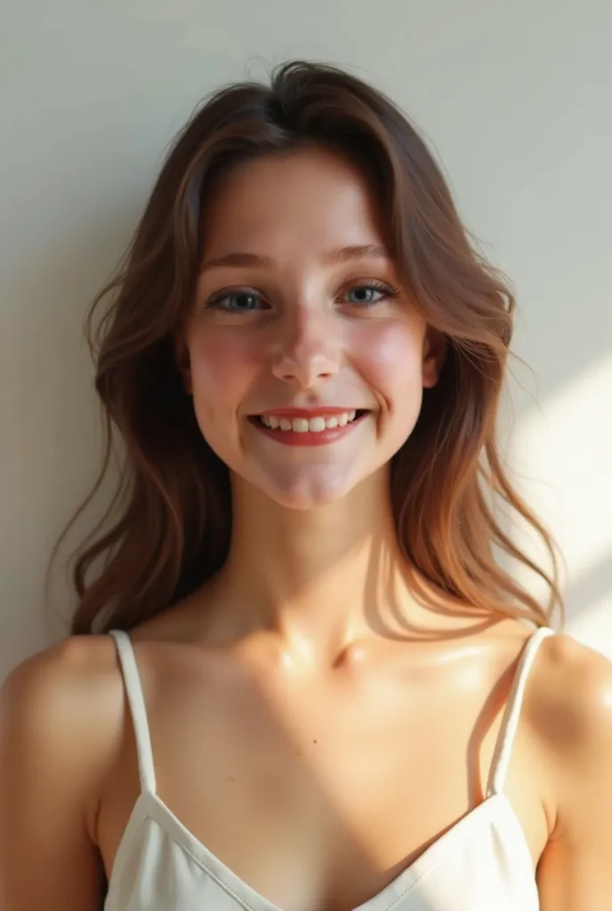 Masterpiece, Best quality, 8k, 18 ans, full body, sourire, sourire, pure, cute, fit, healthy, happy smile, dark red hair, sexy, seductive
