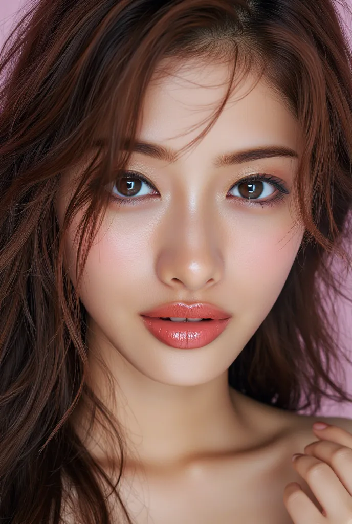 top quality、16K high resolution、Very Detailed、masterpiece、 live shooting、photorealistic:1.4、hyperrealism:1.4、sharp concentration、Extremely Delicate and Beautiful、fine details、超美face、 Woman with her mouth open 、sweat、( beautiful brown eyes)、( beautiful teet...