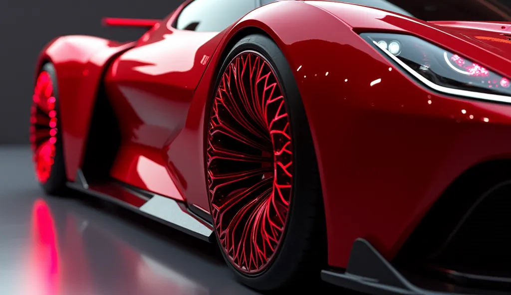  view of wheels of Diamond red Ferrari Sf90 2025 