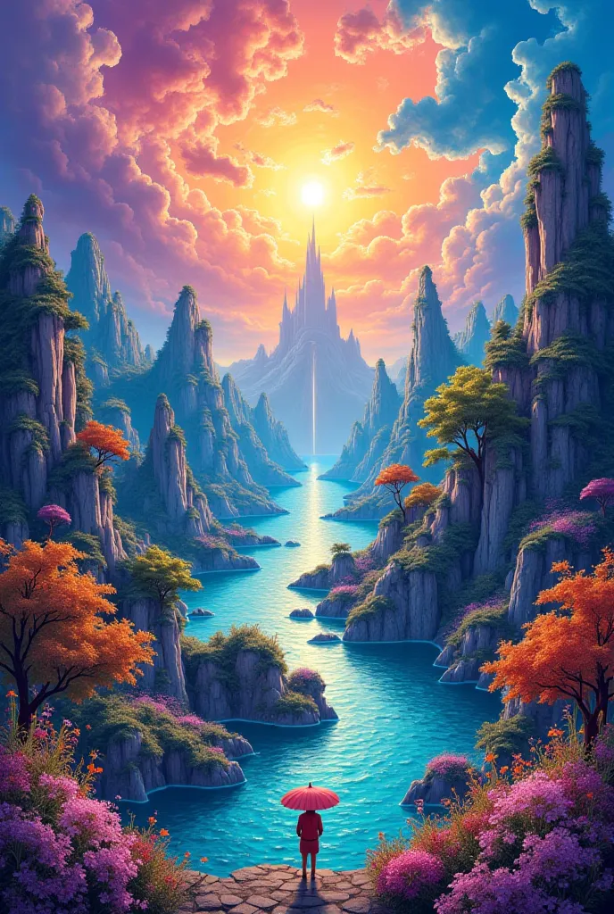 Title: "Journey to the Dream World"
Description: This artwork represents a journey into a dreamlike realm where colors and shapes are depicted in a vibrant and dynamic manner. In this world, magical creatures and astonishing landscapes exist, each with its...