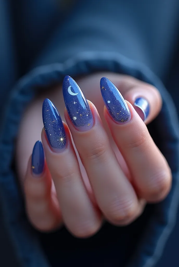 I want acrylic nails that have the star and the moon of Camaron de la Isla 