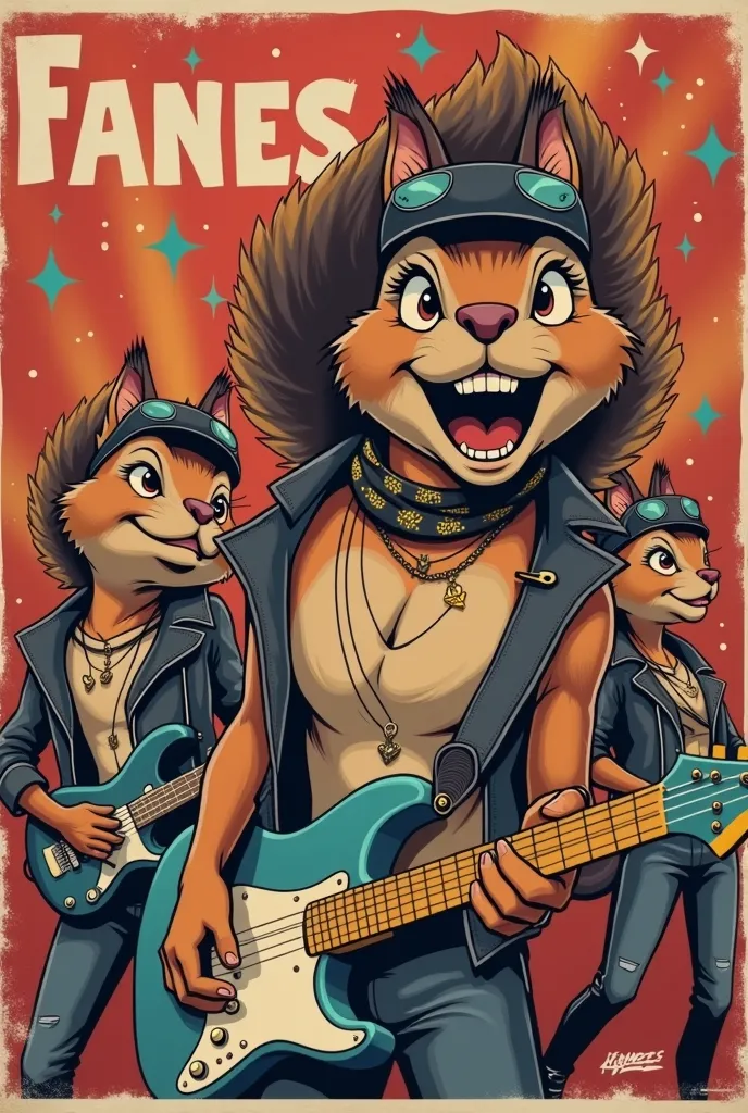 
Poster representing a rock band whose musicians are squirrels.