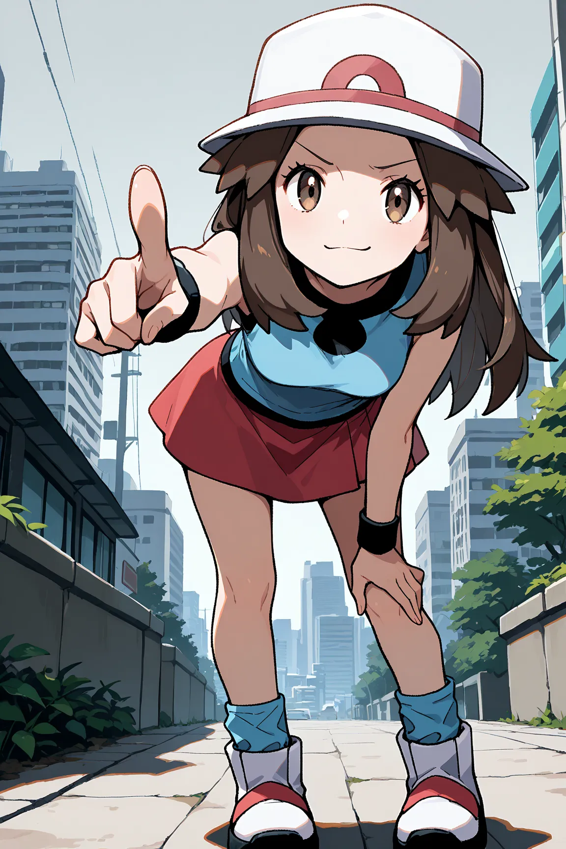 masterpiece, best quality, 1girl, solo, zzleaf, leaf (pokemon) brown eyes, brown hair, long hair, long hair,
zzleaf, leaf (pokemon) brown eyes, brown hair, long hair, long hair, hat, blue shirt, sleeveless, wristband, red skirt, blue socks, white footwear,...