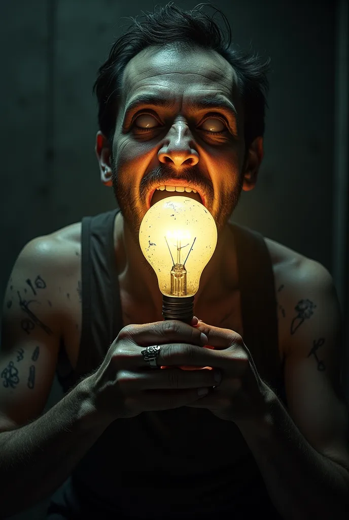 A man who eats a lightbulb and 