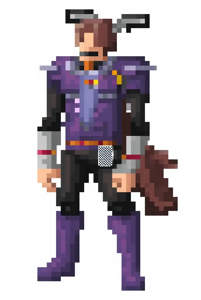 This is the front sprite of a hero in pixel art, I want to make the animations that are missing to implement it in the game, In other words, the keyframes on the right, left, and backs and the transition animations between them