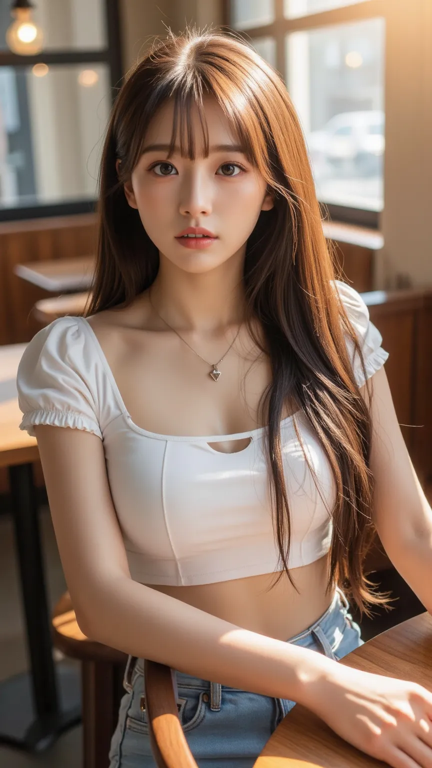 Masterpiece, best quality, ultra-detailed, photorealistic,8K, UHD, cinematic lighting,
(1girl:1.3), (a stunningly beautiful Korean girl:1.3), (symmetrical facial features:1.2), (sharp deep eyes:1.3), (soft pink lips:1.2), (long silky hair with natural high...