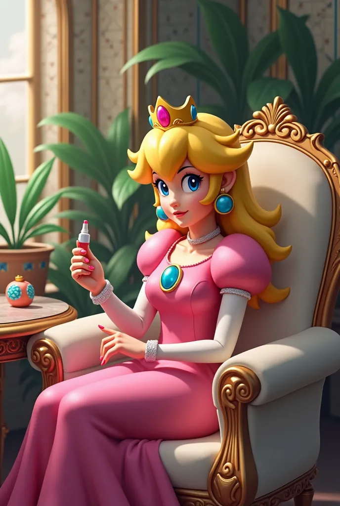 Princess Mario Bross at a spa painting nails