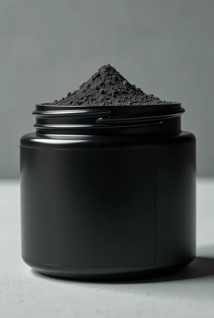 A close up of a black jar of teeth Powder 