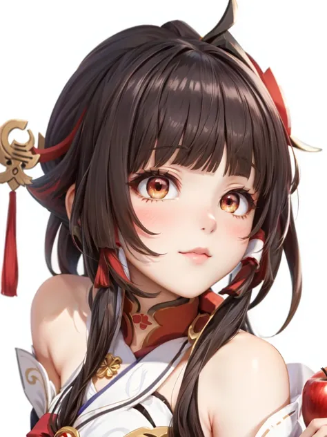 Anime girl with long hair and a red bow holding a red apple,  Ayaka from Genshin Impact ,  Ayaka from Genshin Impact ゲーム,  Onmyoji portrait , Genshin Impactのキャリング, Reimu Hakurei, Genshin Impact&#39;s Zhongli, characters from Azur Lane, Also,  shikamimi,  M...