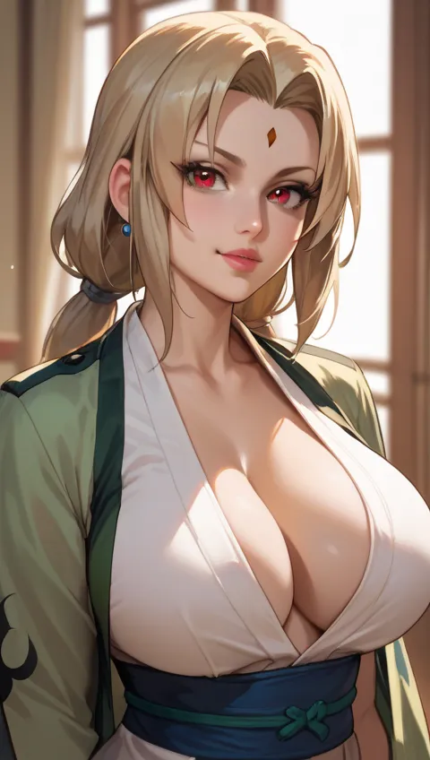 Make an image of Tsunade Senju with big boobs without clothes