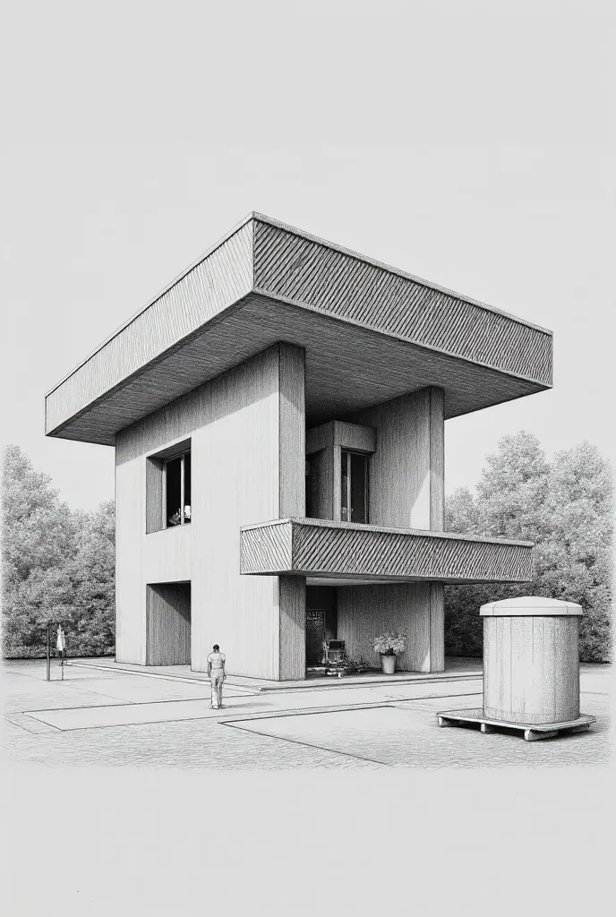 Can you draw this building but differently in pencil