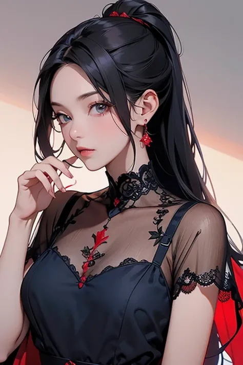 red, Navy and black lace dress、cute、 The villain of 、