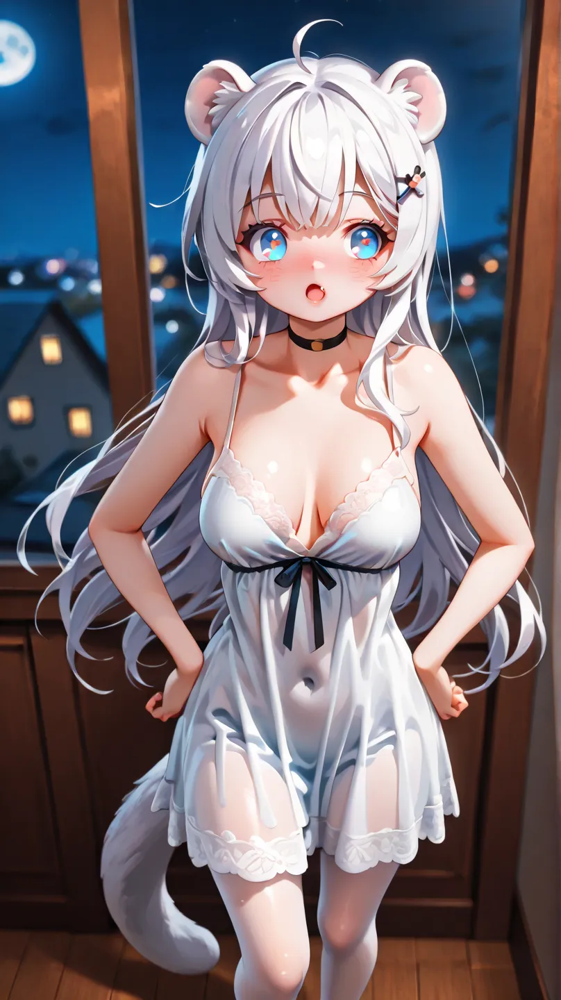 masterpiece, 1girl, solo, scenery, (detailed eyes), (high definition eyes), (high gradient eyes), (eyesHD), (best quality:1.4), (amazing quality:1.3), very aesthetic, (blush), shiny skin, (medium breasts:1.2), ambience, inside, house, window, moon, serene,...