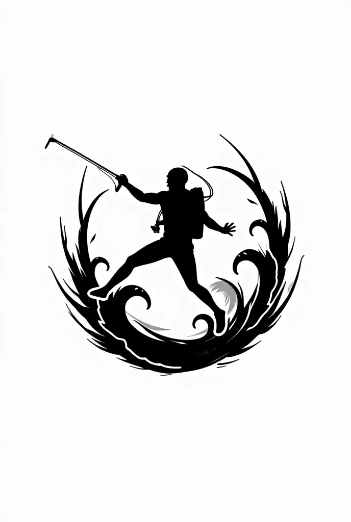 Can you create a freediving spearfishing logo for me In black and white and you integrate the text, spire,Fishing boy’s