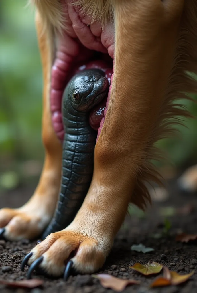 A leech on a dog’s penis