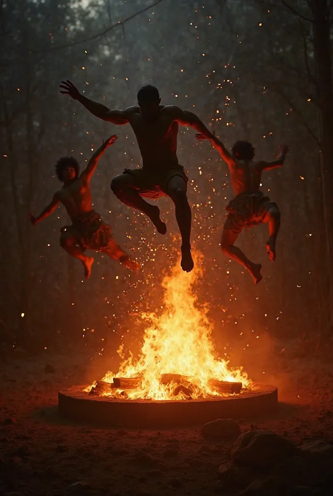 They jump over the fire