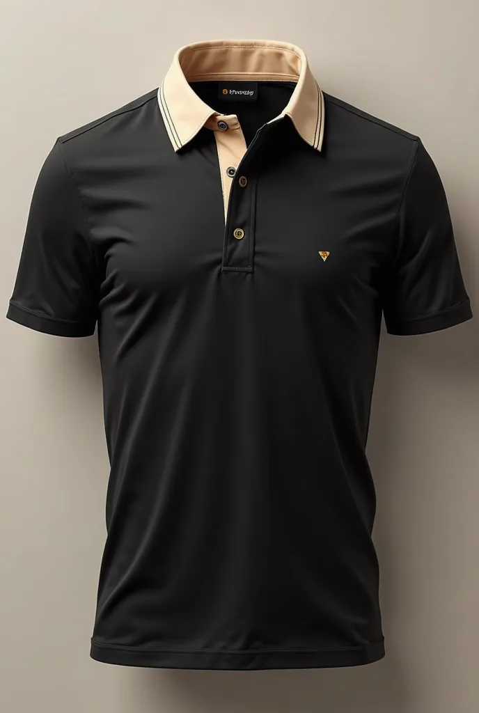 A black polo-type shirt now has a beige collar and where the buttons go too 
Make it look more realistic 