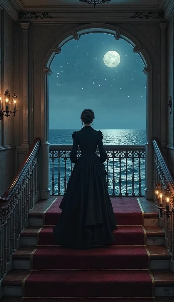 Here's a potential video prompt:

*Title:* "My Last Night on the Titanic"

*Setting:* The Grand Staircase or the Promenade Deck of the RMS Titanic, on the night of April 14, 1912.

*You:* Dressed in period-accurate attire, standing alone, looking out at th...