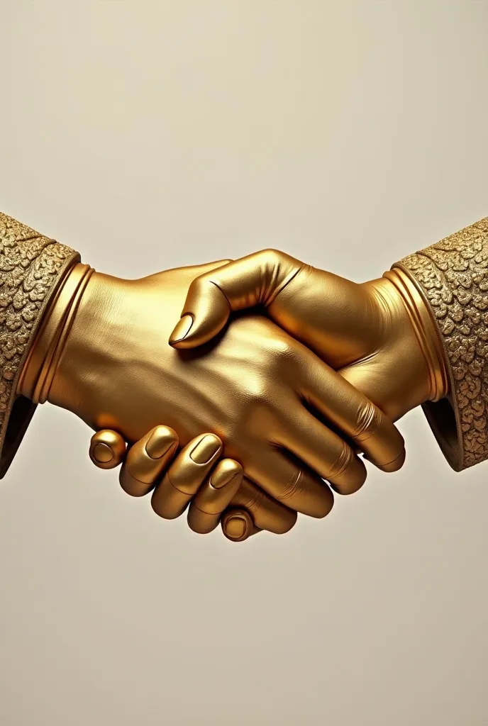 two golden hands shaking hands 