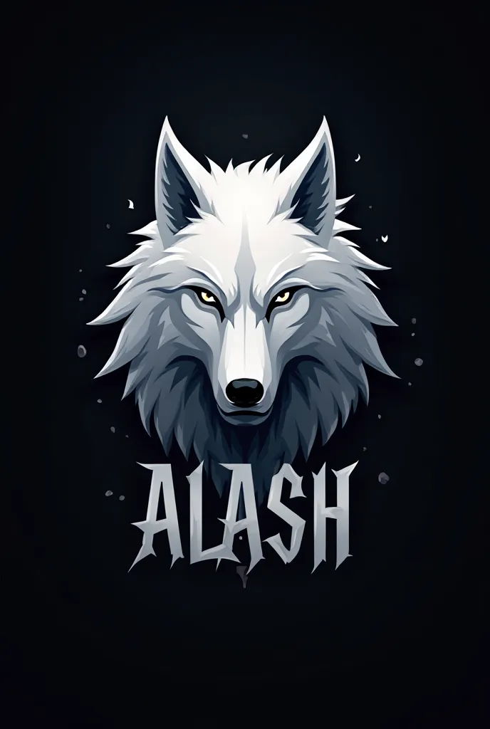 logo, text: ALASH TEAM, icon: white wolf,  black background, Kazakh team