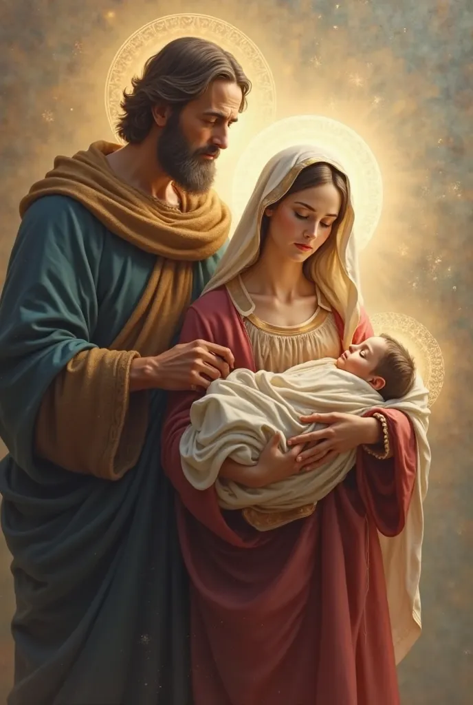 Image of the Holy Family standing with Saint Joseph, the Blessed Virgin Mary and the  Jesus in png format