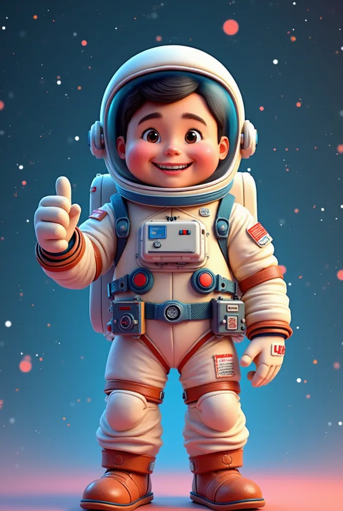 Astronaut animated closed helmet full body with thumb up