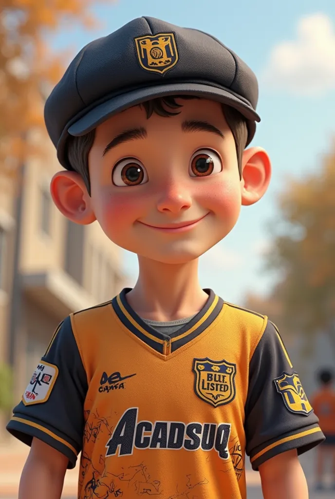 A cute male character wears the acadsuq jersey and has a black hat