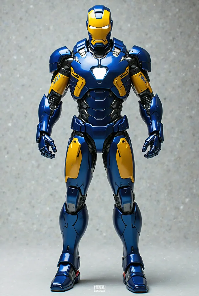 PRF blue and yellow iron man with PRF logo, and with the symbol of the Federal Highway Police 