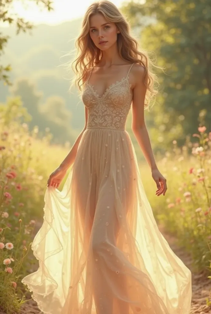 Girl in clear summer dress 