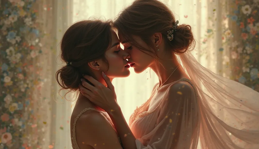 
Woman and woman's  kiss 