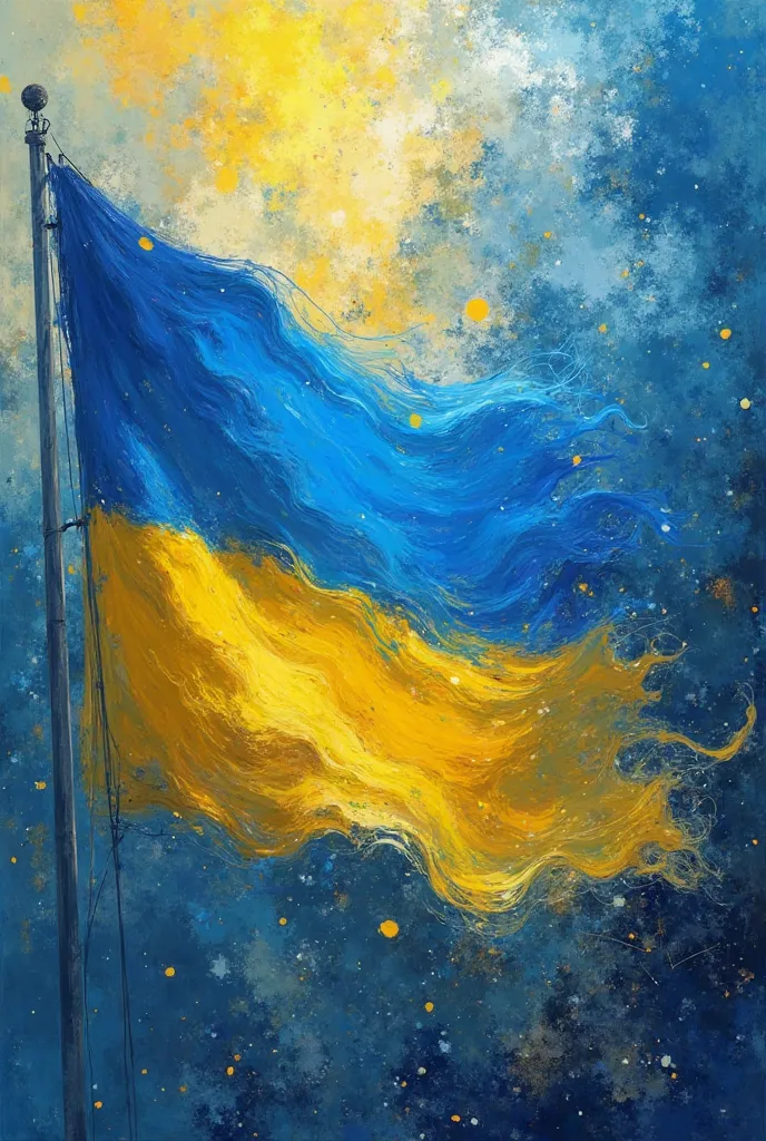 Ukrainian flag background smoothly shimmers in Kandaese in anime style